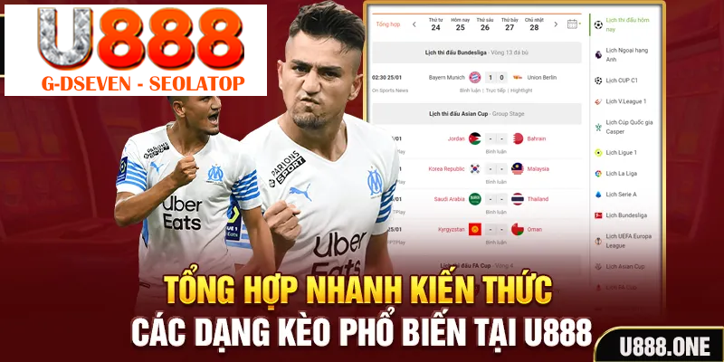 Tổng hợp nhanh kiến thức các dạng kèo phổ biến tại U888